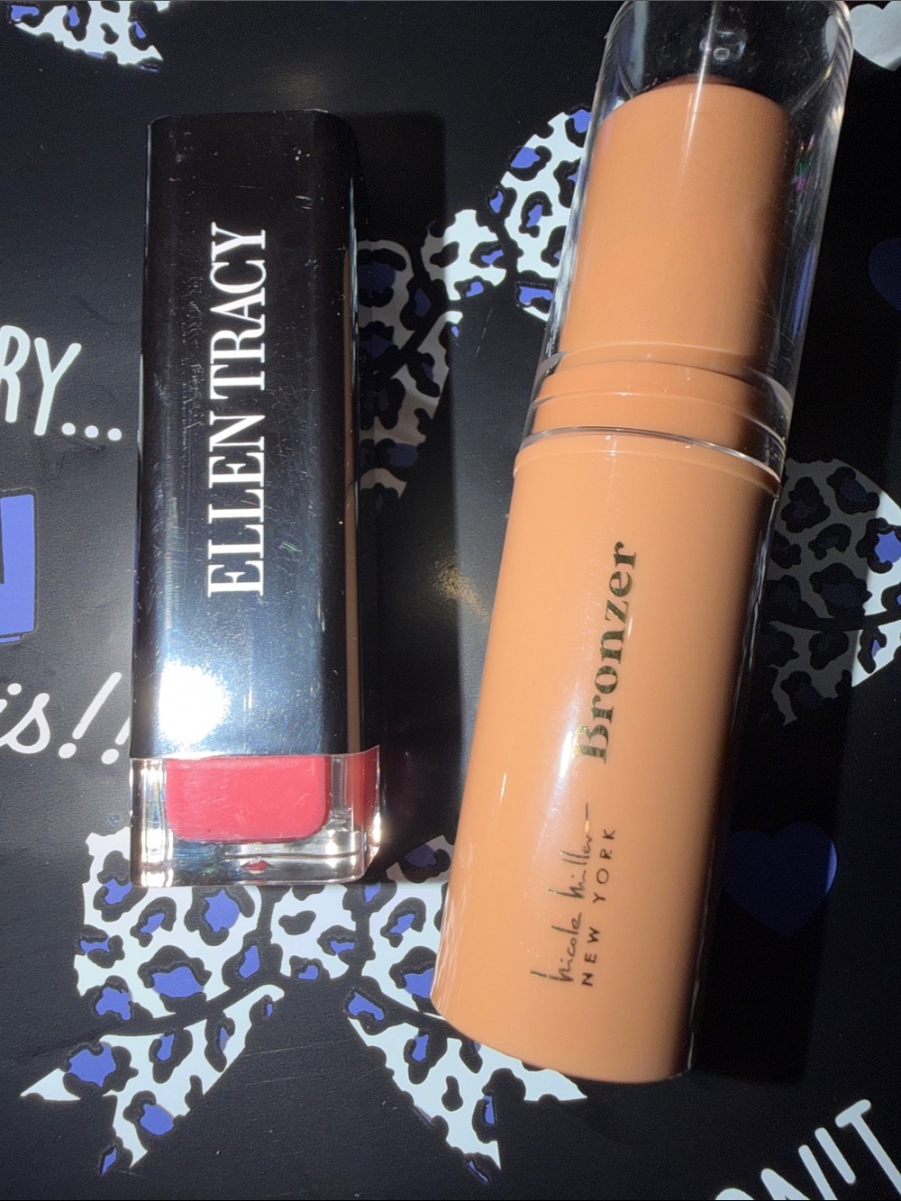 Ellen Tracy Pink Lipstick & Tan Bronzer Stick Duo